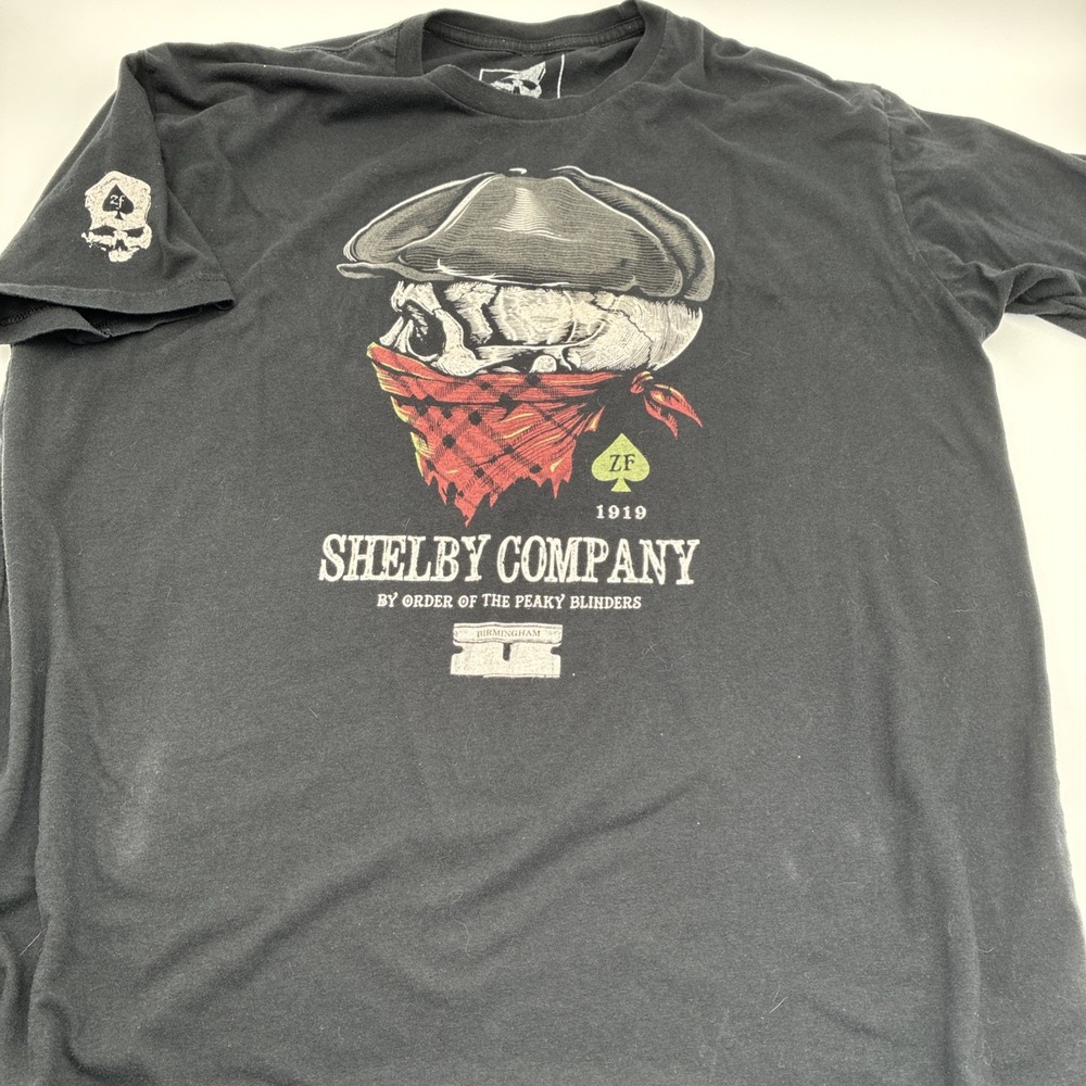 Zero Foxtrot Shelby Company Peaky Blinders Skull T-Shirt Mens XL Black Tee